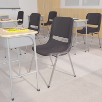 Flash Furniture RUT-18-GY-CHR-GG HERCULES Series 880 lb. Capacity Gray Ergonomic Shell Stack Chair with Chrome Frame and 18'' Seat Height